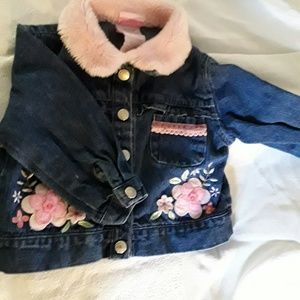 Denim Toddler Jacket 2T Pink Fleece Collar Nanette